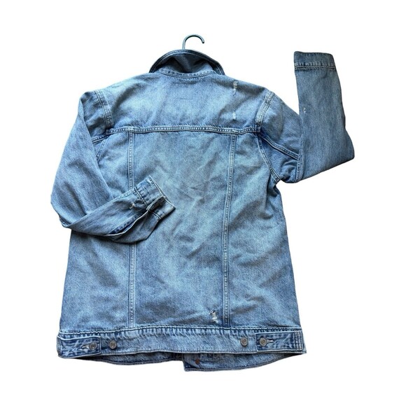 Lucky Brand Womens Blue Denim Trucker Jacket Cotton Distressed Jean Jacket Small - Picture 16 of 16